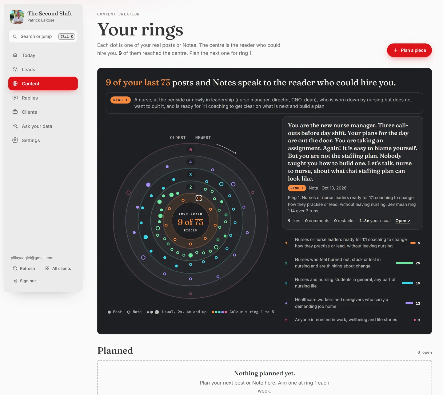 Before: Patrick's rings page, with no guide, no hints and no Write 3 button.